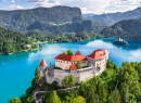 Luftaufnahme der Burg von Bled, Slowenien