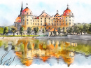 Aquarell von Schloss Moritzburg, Deutschland