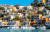 Blick auf den Hafen, Insel Symi, Griechenland