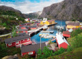 Blick auf das Fischerdorf Nusfjord, Norwegen