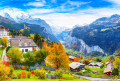 Blick auf das Dorf Wengen, Schweiz