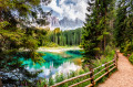 Malerischer Blick auf den Karersee, Dolomiten, Italien