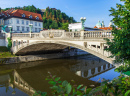 Drachenbrücke über den Fluss Ljubljanica, Slowenien