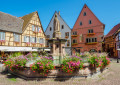 Traditionelle Häuser in Eguisheim, Frankreich