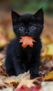 Fall Cat with Leaf
