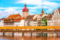 Alte Holzbrücke in Luzern, Schweiz