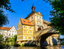 Das berühmte Alte Rathaus in Bamberg, Deutschland