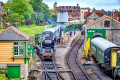 Dampflokomotive in der Swanage Station, Dorset, UK