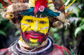 Ein Mann vom Huli-Stamm, Papua-Neuguinea