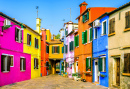 Die berühmte Altstadt von Burano, Venedig, Italien