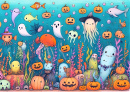 Unterwasser Halloween Illustration