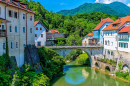 Kapuzinerbrücke in Škofja Loka, Slowenien