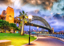 Blick auf die Sydney Harbour Bridge bei Sunset, Australien
