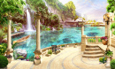 Resort in der Nähe des Wasserfalls