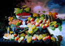 Obststillleben in einer Landschaft