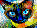 Niedliches Katzengesicht im impressionistischen Stil