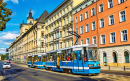 Straßenbahn im Zentrum von Breslaw, Polen