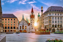 Marienplatz bei Dawn, München, Deutschland