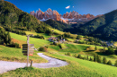 Tal von Val di Funes, Trentino-Alto Adige, Italien