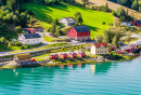 Kleine Häuser in Olden, Norwegen