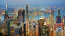 Hongkonger Skyline-Blick vom Victoria Peak bei Nacht