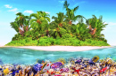 Tropisches Atoll und schöne Fische