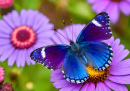Blauer Schmetterling sitzt auf einer Blume