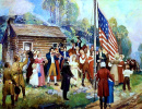 Erste Flaggenhissung an einer amerikanischen öffentlichen Schule