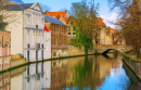 Malerischer Grüner Kanal in Brügge, Belgien