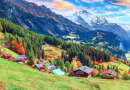 Blick auf Wengen, Berner Oberland, Schweiz