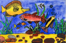 Aquarell-Illustration der Unterwasserwelt