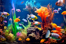 Korallenrifffische in einem Salzwasseraquarium