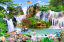Wunderschöne Landschaft mit Wasserfällen
