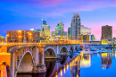 Innenstadt von Minneapolis in Sunset, Minnesota, USA