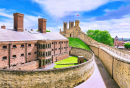 Altes Gefängnis und Schlossmauern von Lincoln Castle, Großbritannien