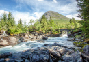 Wasserfall nahe der Trollstigenstraße in Norwegen