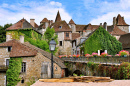 Blick auf Carennac von der Brücke, Frankreich