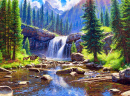 Berglandschaft mit Wasserfall