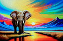 Elefant bei Sonnenuntergang in Kenia