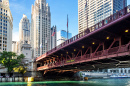 DuSable Bridge und Michigan Ave, Chicago, IL, USA